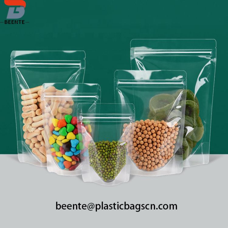 Bolsa de bocadillos de pie transparente Ziplock para alimentos